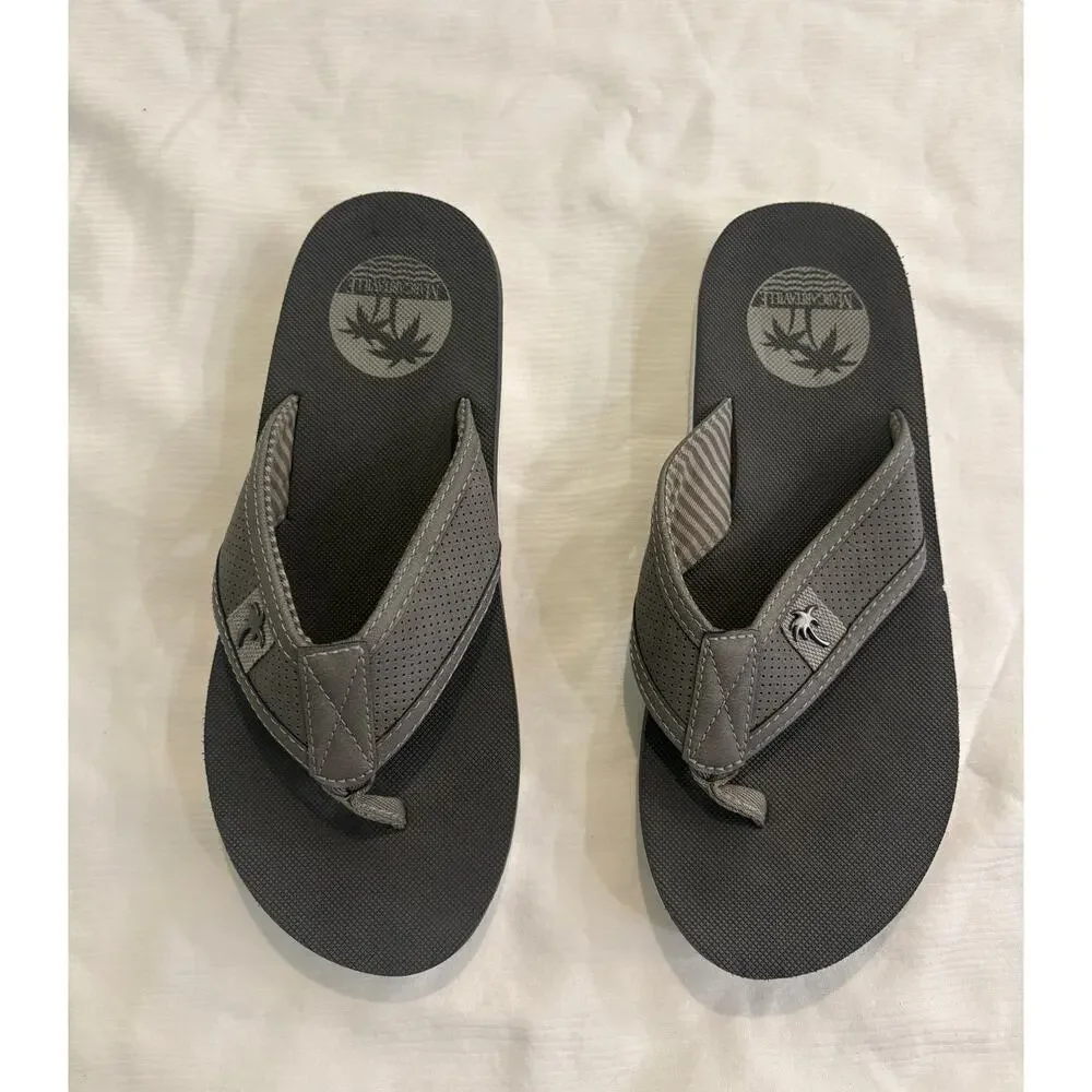 Margaritaville Palm Tree Flip Flops Toe Post Sandals Gray White Mens 8 Beach